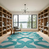 Coastal Beach Teal Starfish Coastal Beach Area Rug