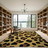 Golden Leopard Shag Area Rug