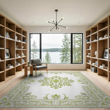 Floral Vintage Green Elegant Green Floral Medallion Area Rug