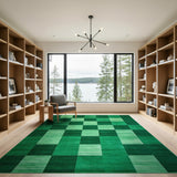 Variegated Green Checkerboard Area Rug
