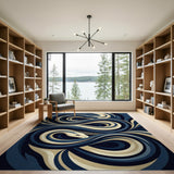 Hypnotic Twisting Snakes Blue Area Rug