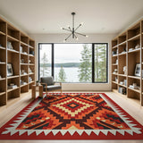 Red Southwestern Bold Red Southwestern Geometric Area Rug