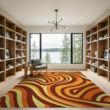 Abstract Area Vibrant Orange Swirl Abstract Area Rug