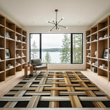 Beige and Neutral Beige Woven Basket Weave Area Rug