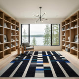 Blue and Teal Bold Geometric Blue Teal Area Rug