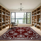 Ornate Red Snowflake Persian Area Rug