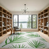 Green Green Palm Frond Area Rug