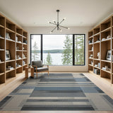 Grey Modern Grey Blue Geometric Block Area Rug