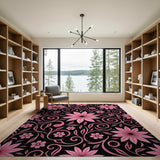 Pink Floral Vintage Vibrant Pink Floral Swirl Area Rug