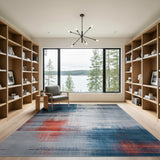 Abstract Blue Teal Red Streak Area Rug
