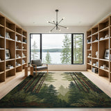 Serene Evergreen Forest Area Rug