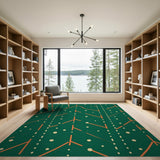 Deep Green Orange Zigzag Geometric Area Rug