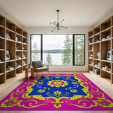 Multi-color and Patterns Vibrant Pink Blue Mandala Persian Area Rug
