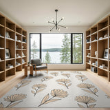 Delicate Beige Floral Line Art Area Rug
