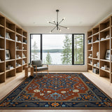 Navy Rust Persian Medallion Area Rug