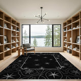 Black White Geometric Star Area Rug