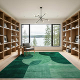Emerald Green Geometric Leaf Abstract Rug