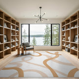 Modern Beige Abstract Wave Area Rug