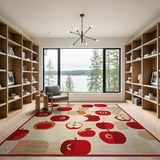 Playful Red Apple Fruit Pattern Area Rug