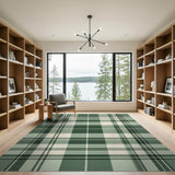 Geometric Modern Green Plaid Check Area Rug