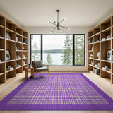 Purple Checkered Plaid Area Rug