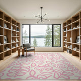Blush Pink Organic Floral Area Rug
