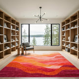 Multi-color and Patterns Sunset Waves Abstract Area Rug
