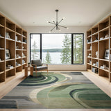 Emerald Green Abstract Geometric Area Rug
