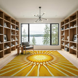 Geometric Modern Radiant Sunburst Yellow Geometric Area Rug
