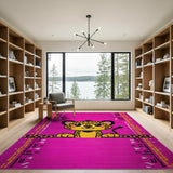 Playful Pink Leopard Peekaboo Kids Cartoon Rug