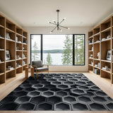 3D Grey Hexagon Geometric Area Rug