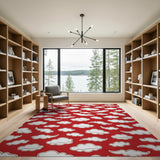 Playful Red Clouds Cartoon Area Rug