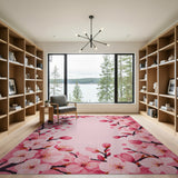 Pink Blush Pink Cherry Blossom Area Rug