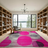 Vibrant Pink Geometric Abstract Geometric Modern Area Rug