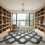 Modern Gray Lattice Trellis Area Rug