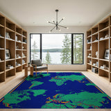 Multicolor World Map Area Rug