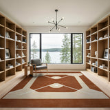 Brown Tan Baseball Diamond Geometric Area Rug