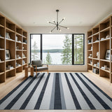 Bold Black White Vertical Stripe Black and White Rug