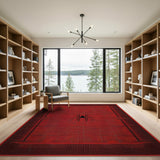 Black Spider Crimson Red Distressed Vintage Area Rug