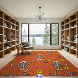 Dancing Skeletons Marigold Area Rug