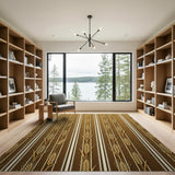Golden Wheat Stalk Vertical Stripe Rug