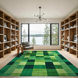 Vibrant Green Block Geometric Area Rug