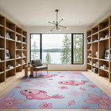 Cute Pink Fish Sakura Blossom Area Rug