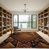Gold Pyramid Geometric Tribal Area Rug
