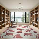 Playful Pink Cartoon Cats Area Rug