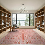Pink Circuit Board Geometric Area Rug