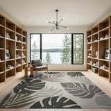 Monstera Leaf Area Rug in Green Grey