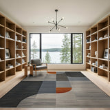Modern Geometric Grey Orange Area Rug