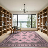 Pink Ornate Mandala Floral Area Rug
