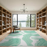 Abstract Fluid Green Area Rug